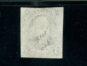 Scott 1a Used FVF US 1847 Franklin Red Cancel