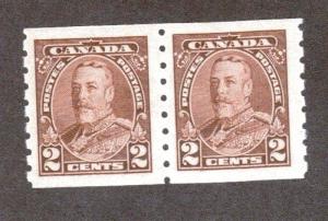 Canada Scott 229 - Mint Damaged Gum. Coil  Pair. #02 CAN229a