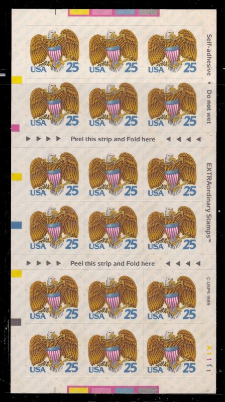 US 2431a, MNH Booklet Pane of 18 - Eagle and Shield