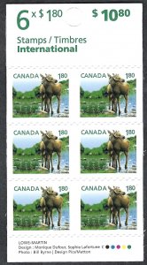 Canada #2512a $1.80 Baby Wildlife - Moose Calves (2012). Booklet of 6. MNH