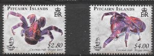 PITCAIRN ISLANDS SG776/7 2009 COCONUT CRABS SET MNH