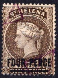 ZAYIX 1890 St. Helena 38 Used 4p on 6p brown, perf 14 Victoria 021823S159