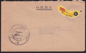 TONGA 1972 local cover ex NUKUALOFA - 1s Banana official self adhesive.....a4758