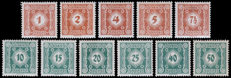 Austria Scott J103-13 (1922) Mint H-LH VF Complete Set B