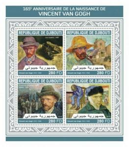 Djibouti - 2018 Vincent van Gogh - 4 Stamp Sheet - DJB18211a