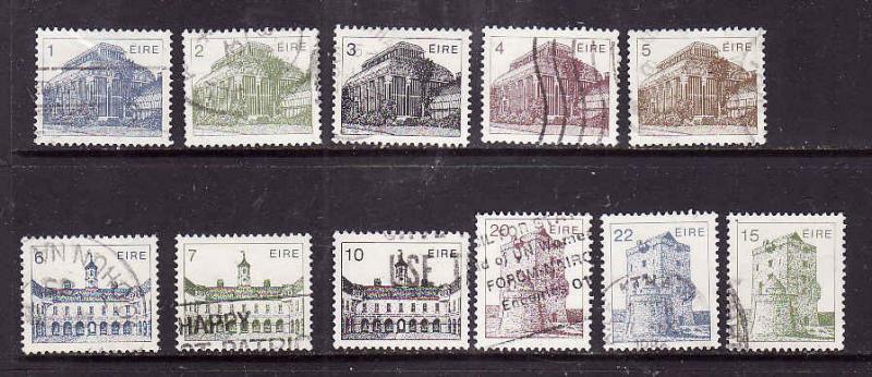 Ireland-Sc#537-48,ex #545-used 1p//22p-1982-90-