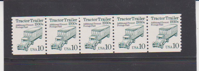 Scott # 2457 Tractor Trailer Transportation Coil MNH PNC5 Strip of 5 Plate # 1