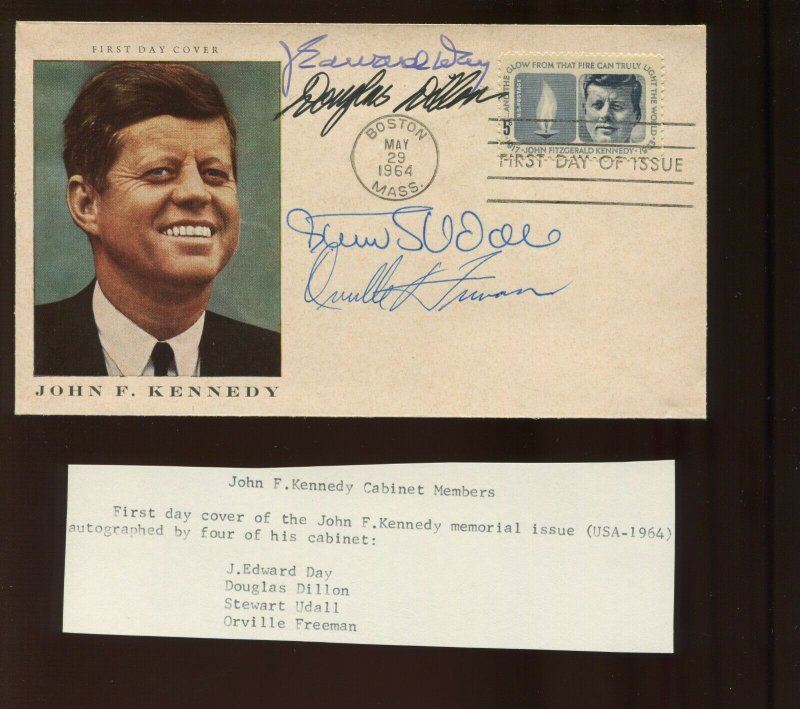 John F Kennedy 4 Cabinet Member Signed 1964 Memorial Cover (Cv 363) JFK