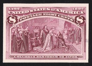 UNITED STATES 1893 Columbus 8c claret, imperf Proof on card.