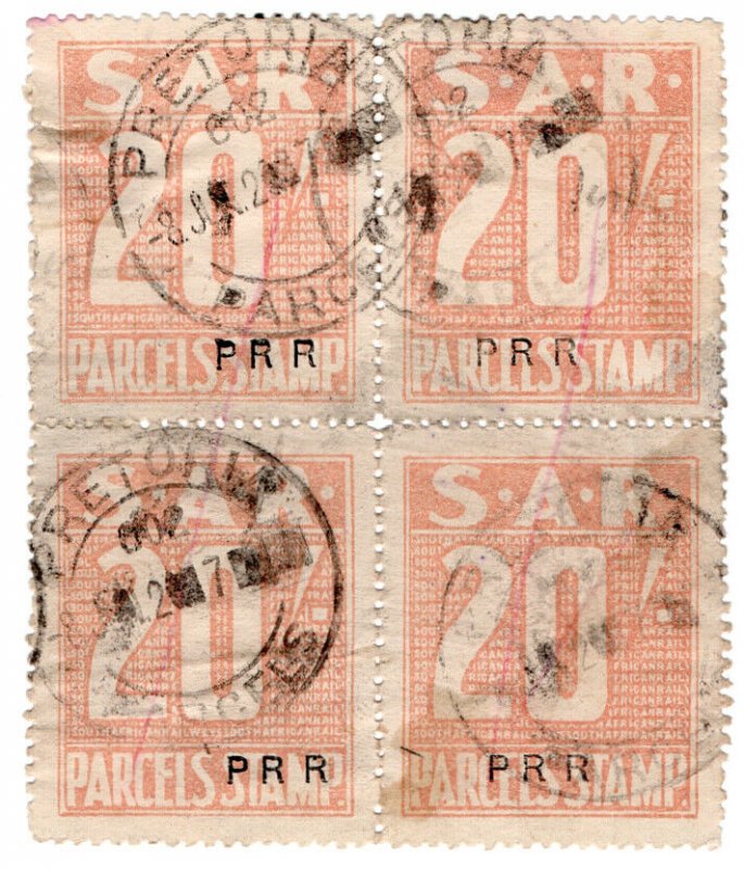 (I.B) South Africa Railways : Parcel Stamp 80/- (Pretoria)