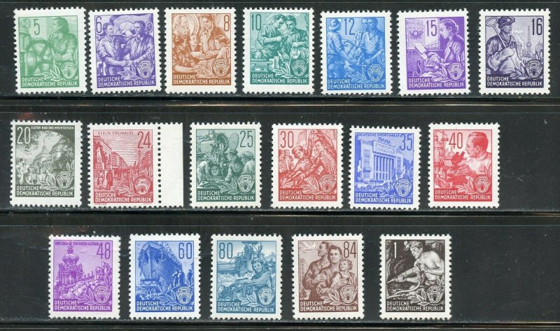 EAST GERMANY DDR SCOTT# 187/204 SET MINT NEVER HINGED--SCOTT VALUE $230.55