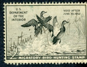 #RW18 – 1951 $2.00 Gadwall Ducks. Used.