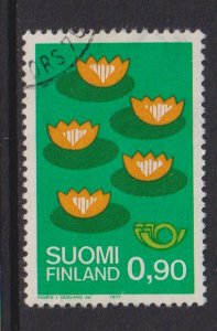Finland    #593 used  1977  water lilies 90p