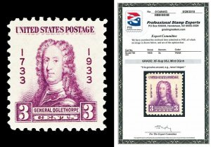 Scott 726 1933 3c Oglethorpe Issue Mint Graded XF-Sup 95J NH with PSE CERT!