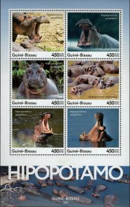 Hippopotamus Stamp Hippo Amphibious Souvenir Sheet MNH #8705-8710