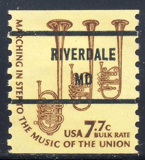 Riverdale MD, 1614-81 Bureau Precancel, 7.7¢ coil Saxhorns