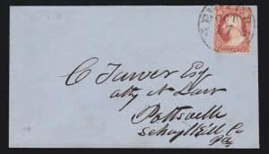 US 10a 1851 Issue 3c Washington Orange Brown on Cover (-007)