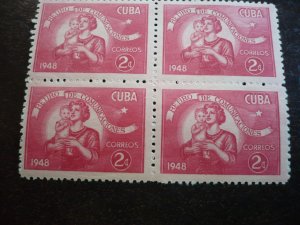 Stamps - Cuba - Scott# 415-417 - Mint Hinged Set of 3 Stamps in Blocks of 4