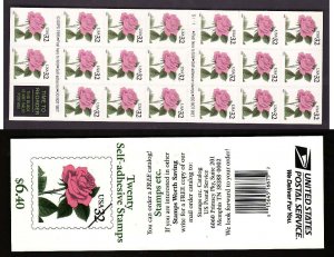 USA-Sc#2492a- id8-unused NH booklet-Self-adhesives-Flowers-Roses-1995-