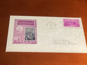 9/17/1937 US Constitution FDC #798 Ioor Planty #PA-12 sent to H.A. Weigle in PA