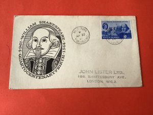 Virgin Islands to London William Shakespeare  Stamp Cover R45734