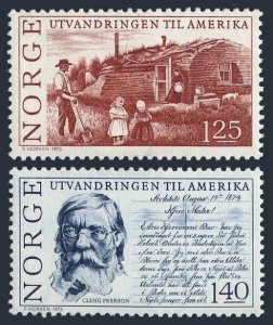 Norway 658-659, MNH. Michel 707-708. Norwegian emigration to America-150. 1975.