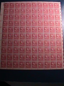 ​UNITED STATES 1938 SC# 806-PRESIDENTIAL ISSUE-JOHN ADAMS-MNH- SHEET VERY FINE