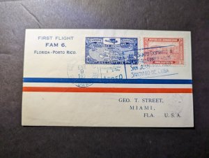 1929 Dominican Republic Airmail FAM 6 First Flight Cover FFC to Miami FL USA