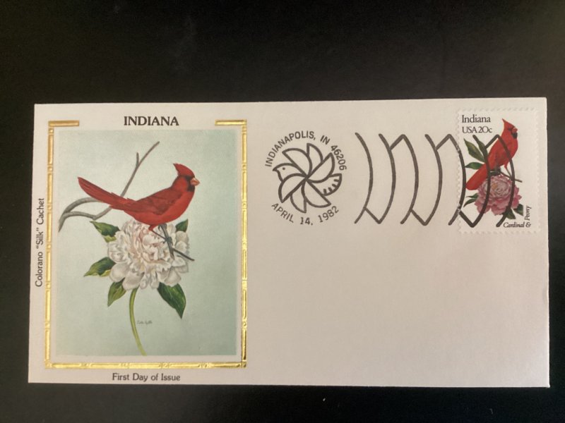 US Scott #1966 Indiana FDC unaddressed Colorano Silk Cardinal & Peony