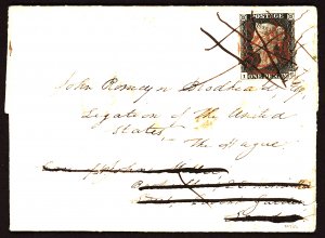 Great Britain #1 Penny Black Used on Cover