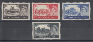 Great Britain Sc 309-312 MLH. 1955 QEII & Castles High Values, VF