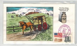 1987 COLLINS HANDPAINTED TRANSPORTATION COIL 2253 MILK WAGON PULLED BY HORSE