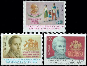 Chile #616-618  MNH - Constitution (1981)