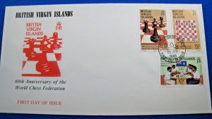 BRITISH VIRGIN ISLANDS 1984  -  SCOTT #462-464  -  CHESS FDC    (ggz46)