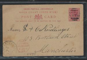 GOLD COAST (P1106B) 1893  QV 1D PSC FROM  CAPE COAST 556 LIVERPOOL PKT TO ENGLAN