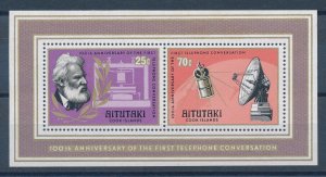 [116510] Aitutaki 1977 100 Years Telephone Graham Bell satellite Sheet MNH