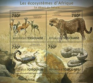 Fauna of Sahara Desert Stamp Gazelle Deathstalker Scorpion S/S MNH #4137-4140