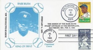 2046 20c BABE RUTH - Centennial Covers - FDC & Event cover
