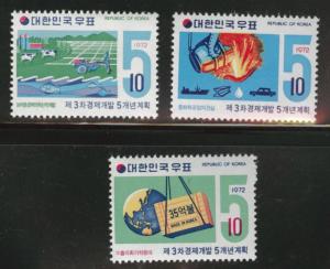 Korea Scott 827-829 MNH** 1972 five year plan set CV $6