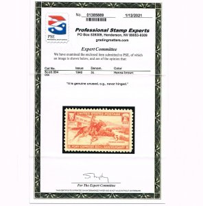 EXCEPTIONAL GENUINE SCOTT #894 MINT PRISTINE OG NH PSE CERT - PONY EXPRESS 20805