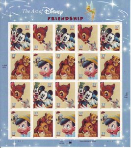 3865-3868    Art of Disney, Friendship MNH 37 c sheet of 20 FV $7.40  2004