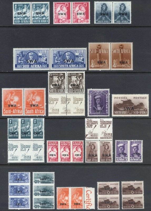 South West Africa 1941 1/2d-1s3d WAR 2 SETS SG 114-130b Sc 135-152 Cat £75($95)