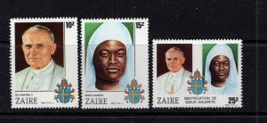 Zaire #1226-28 (1986 Pope and Sister Nengapata set) VFMNH CV $3.50