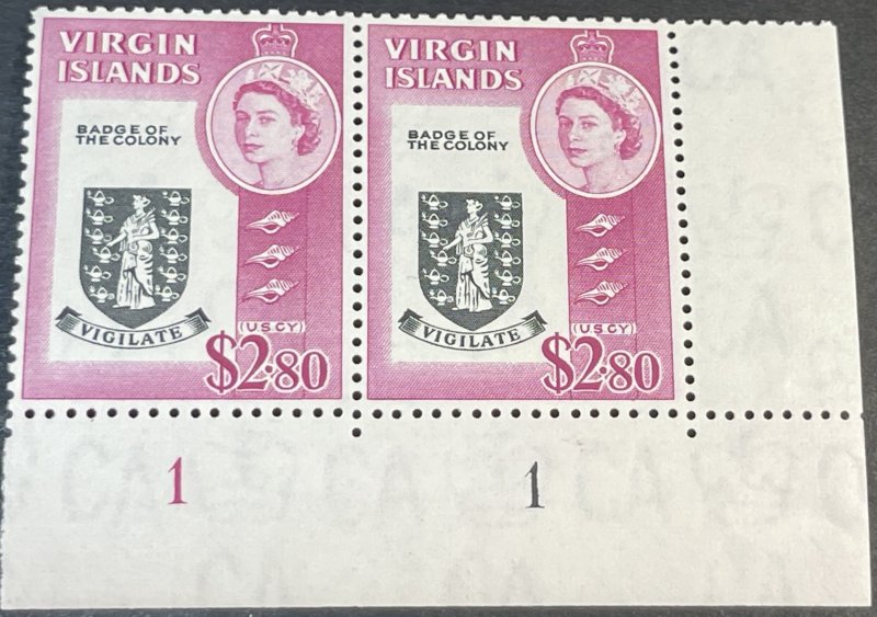 BRITISH VIRGIN ISLANDS # 158-MINT NEVER/HINGED---PLATE # PAIR---1964