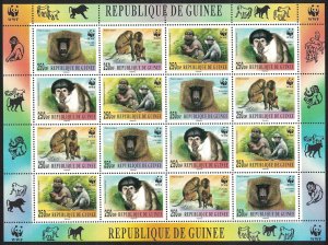 Guinea WWF Mangabey and Baboon Sheetlet of 4 sets 2000 MNH