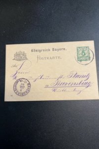 Germany Bavaria Postal Card P44/04 used 1898 lot #26