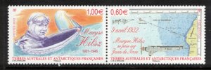 FRENCH ANTARCTIC 2012 Maryse Hilsz Flight; Scott 471, Yvert 639-40; MNH