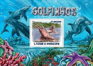 SAO TOME E PRINCIPE 2015 SHEET DOLPHINS MARINE LIFE st15202b