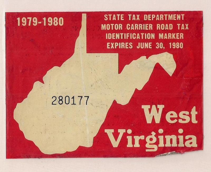 STATE REVENUE: Road Tax sticker West Virginia 1980 sm flts 