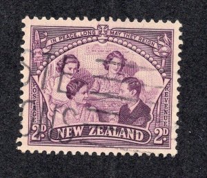 New Zealand 1946 2p Royal Family,  Scott 250 used, value = 25c